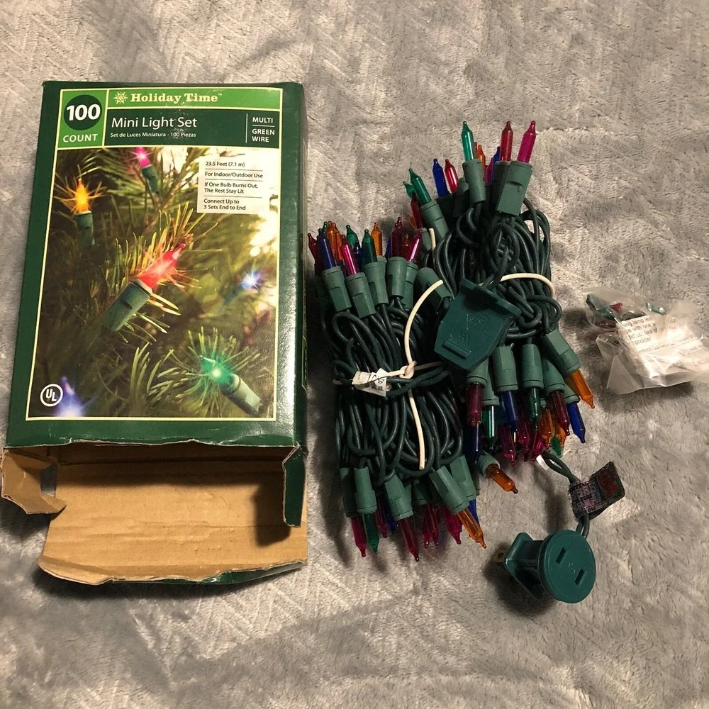 100-Count Multicolor Holiday Time Mini Christmas Lights Green Wire